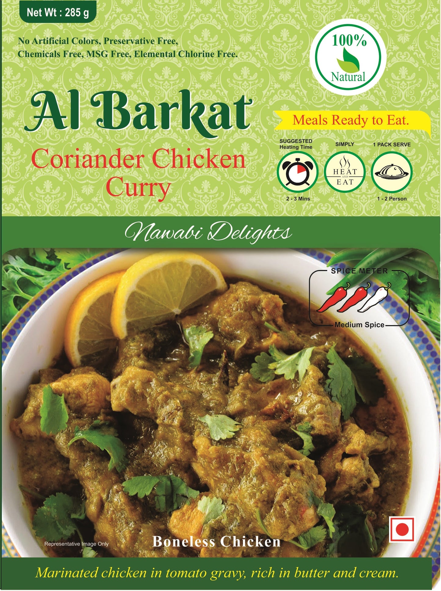 Coriander Chicken Curry, AL BARKAT, Ready-to-Eat